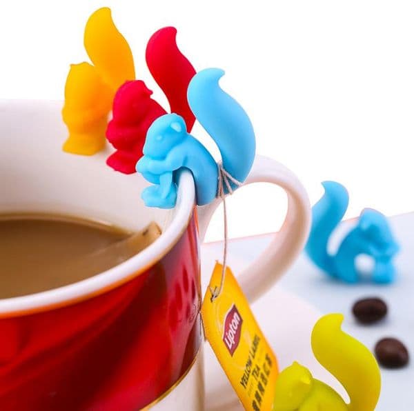 Teas Tools Cute Snail Squirrel Shape Silicone Tea Bag Holder Cup Mug Teabag Clip Candy Color Gift Set Good 5 Colors SN2319