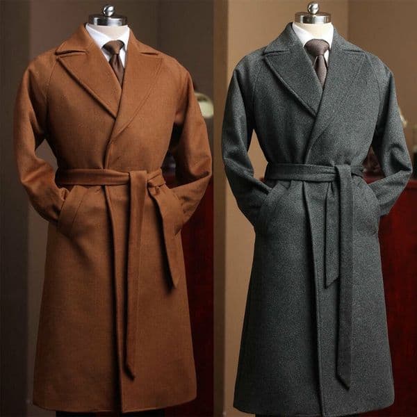 Mens Tuxedos Smoking Overcoat Tweed Woolen Long Jacket Blazer New Year Party Wear Wedding Coat Tuxedo One Piece