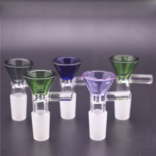 Thick Bowl Piece for Glass Bong slides Funnel Bowls Pipes 5mm bongs smoking color pink heady wholesaler oil pieces 14mm 18mm