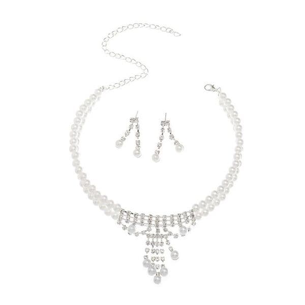 Bride decorated pearls necklaces earring jewel set GSFS014 fashion women gift Earrings Necklace Wedding Jewelry Sets