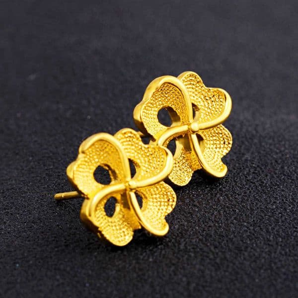 women's hollow Flowers 24k gold plated Stud earrings NJGE111 fashion wedding gift women yellow gold plate jewelry earring