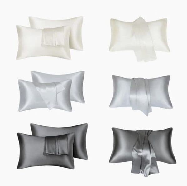 Bedsure Satin Pillow Case for hair and skin 2 Pack standard size with envelope closure