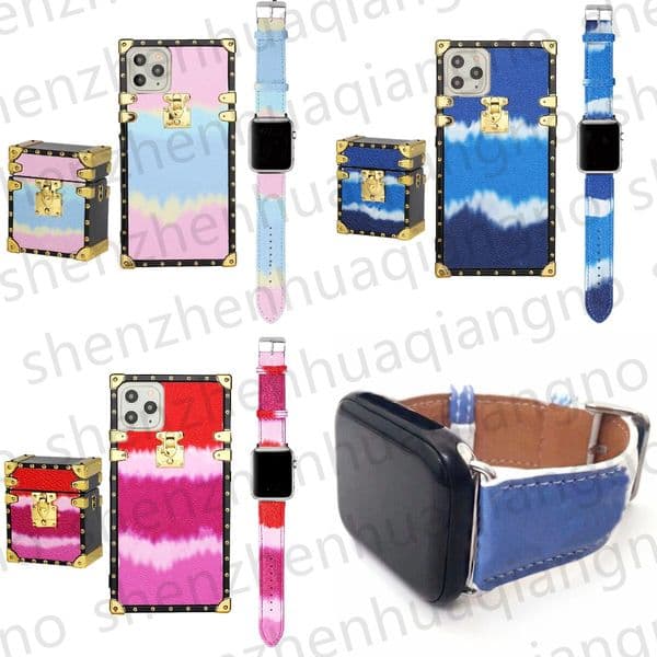 Luxury 3-piece Set Phone cases Watch bands Earphone Protector Leather Suit For iPhone 13 12 Pro Max 11 11Pro X XS XR XSMAX AirPods Case iWatch Strap 7 38/41/45/44MM Women Men