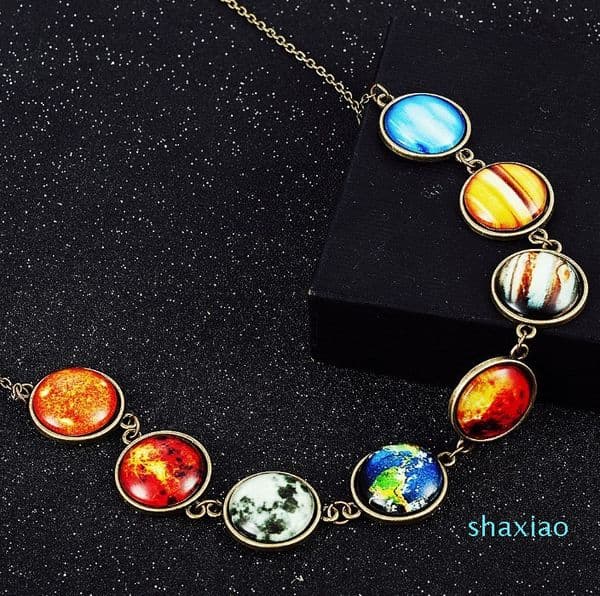 Fashion accessory Creative star sky necklace eight planets of the universe solar system luminous pendant item jewelry