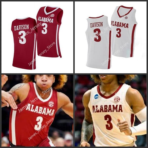 3 JD Davison Basketball Jersey Alabama Crimson Tide Basketball Wears 2022 NCAA Stitched College jerseys