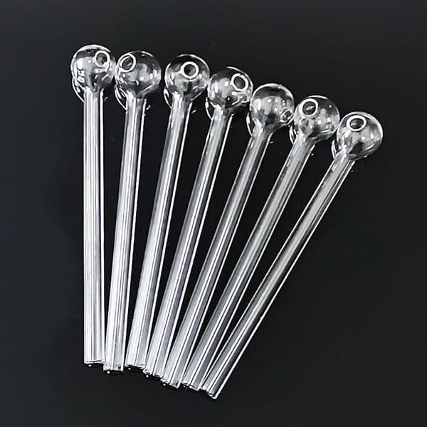 Glass Pipes Oil Burner Pipe Clear Smoking Tubes Tobcco Small Ball Water Bubbler Thick Glass Tube 4.7 inch Pyrex Nail Tips Mini Transparent Tobacco Smoke Accessories
