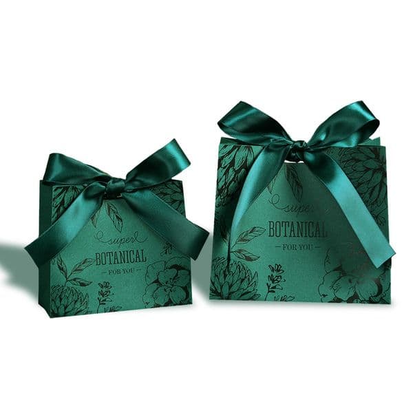 Green Gift Bags Candy Boxes With Ribbon Party Favor Wedding Cookies Chocolate Paper Bags Thanksgiving Day Party Supplies MJ0494