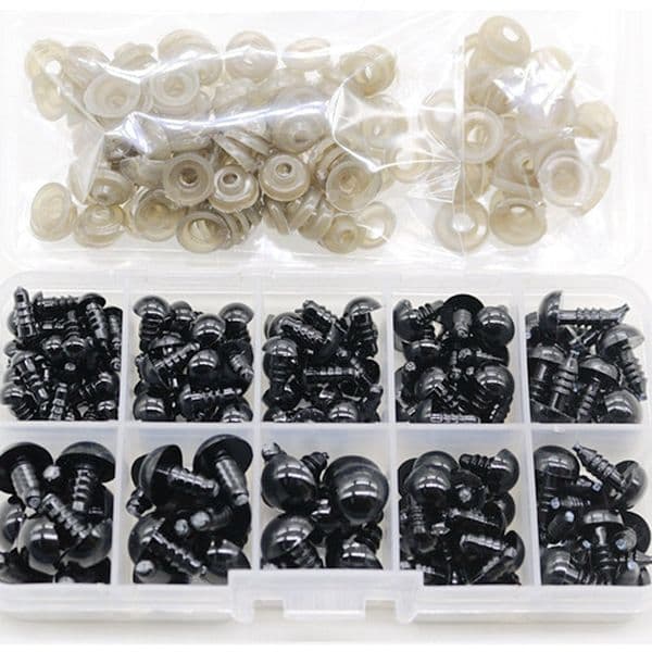 100PCS/Set Craft Tools Plastic Safety Eyes with Washers for Doll Making Puppet Eyeball Amigurumi Accessories 6-12mm XBJK2207