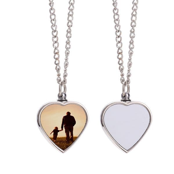 Sublimation Pendant Thermal Transfer Printing Necklace Urn Memorial Necklaces White Blank DIY Pendants Lovers Heart Ornament with Sublimated DH8899