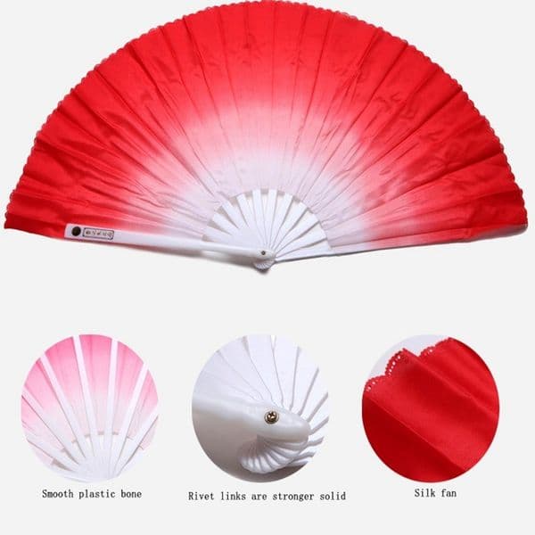 Party fan thickened plastic blue and white porcelain Yangko Mulan fan stage performance props LK149
