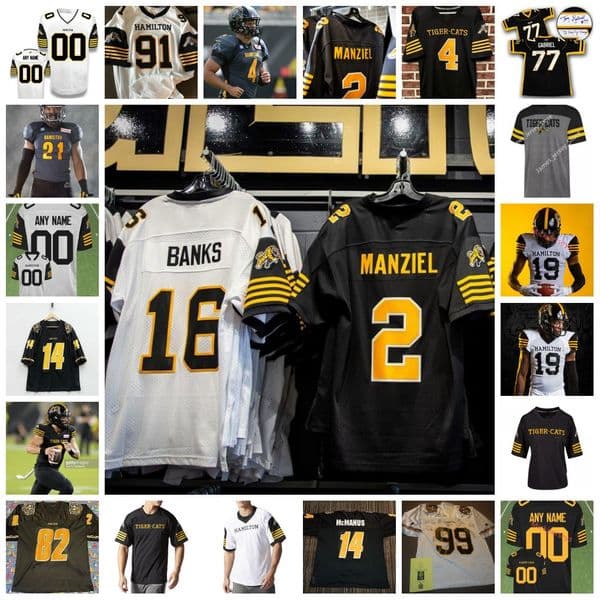 2022 Custom CFL Hamilton Tiger-Cats Football Jersey 33 Patrick Nelson Jamie Newman 44 Curtis Newton Kay Okafor Justus Reed Brandon Revenberg Jarek Richards Jerseys