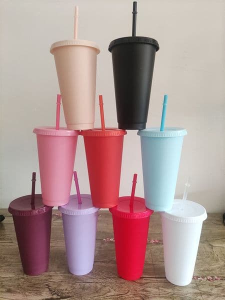 24OZ Color Change Tumblers Plastic Drinking Juice Cup With Lip Magic Coffee Mug Costom