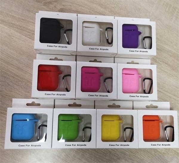 2 in 1 For Apple Airpods Cases Silicone Soft Ultra Thin Protector Airpod Cover Earpod Case Anti-drop With Hook Retail Box DHL Shipping