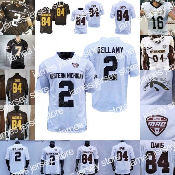 New Western Michigan WMU Football Jersey NCAA College Jon Wassink LeVante Bellamy Skyy Moore Giovanni Ricci Keith Mixon Jr. Corey Davis Ali