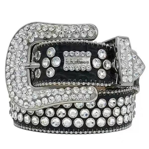 Designer Bb Belt Simon Belts for Men Women Shiny diamond belt on Black Blue white multicolour with bg rhies as gift