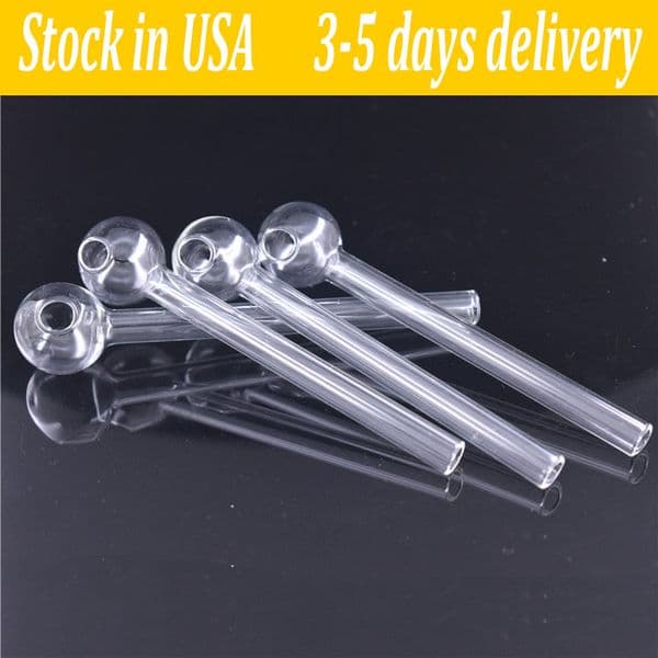 Stock In USA Glass Oil Burner Pipe 10cm Length Clear Hand Smoking Pipe Best Gift for Smoker 3-5days Delivery