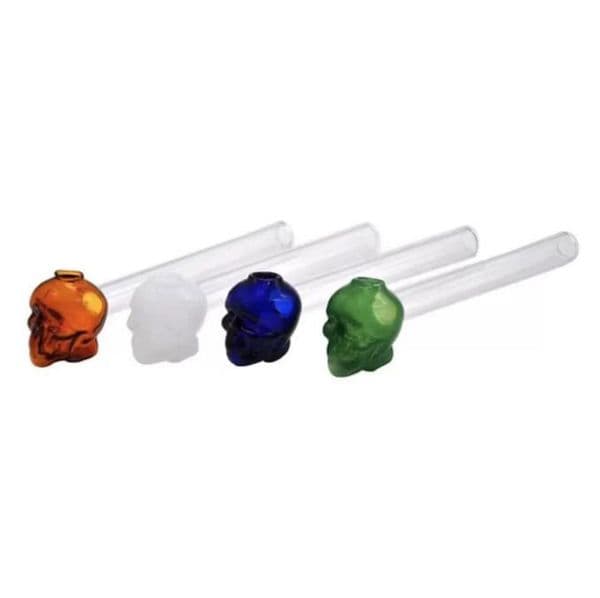 Colored Glass Pipe hookahs Oil Burner Pipes 5 Inch Smoking Skull Shape Spoon