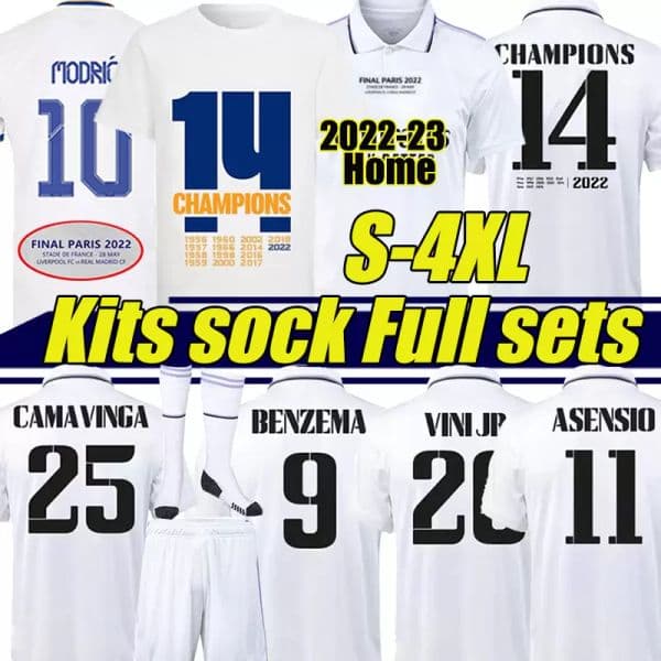 Benzema Finals Soccer Jerseys 21/22/23 Champions 14 T-shirt Football Shirt Camavinga Alaba Hazard Asensio Modric Marcelo Vaerde Real