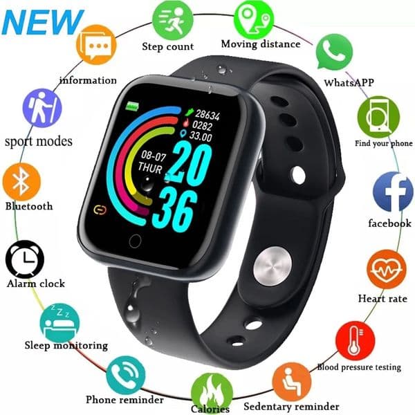 D20 Pro Bluetooth Smart Watch Men Women Y68 Blood Pressure Heart Rate Monitor Sport Smartwatch Fiess Tracker For Xiaomi Huawei