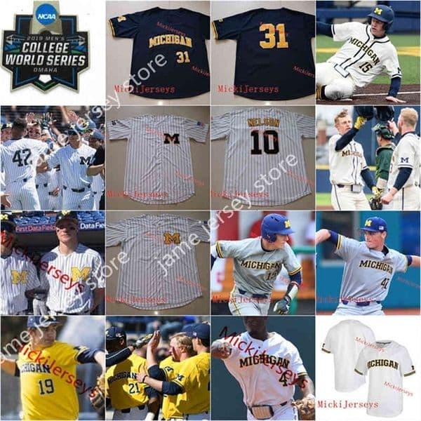 C202 College Michigan Wolverines Baseball Jersey Jack Weisenburger Jorda Nwogu C.Elliott Rile Bertram T.Burton Jimm Obertop Danny Zimmerman Beers