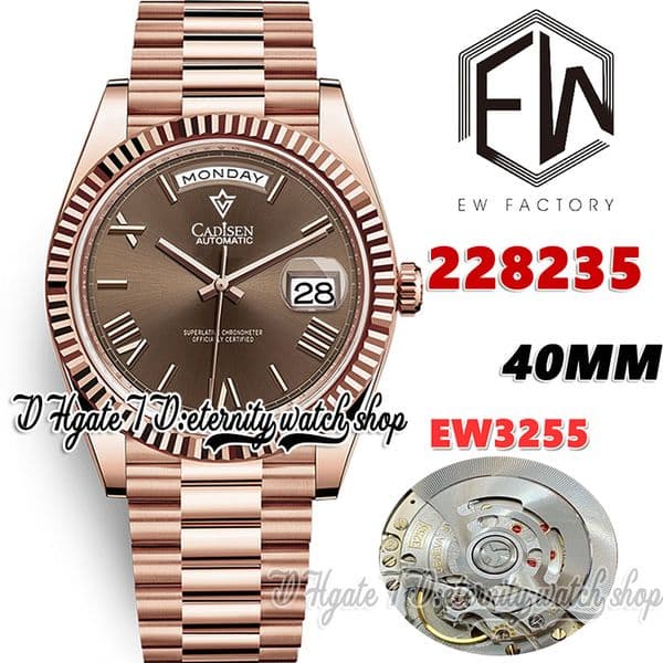 EWF V3 ew228235 Cal.3255 a3255 Automatic Mens Watch 40MM Brown Dial Roman Markers 904L Stainless Steel Bracelet With Same Serial Warranty Card Super eternity Watches