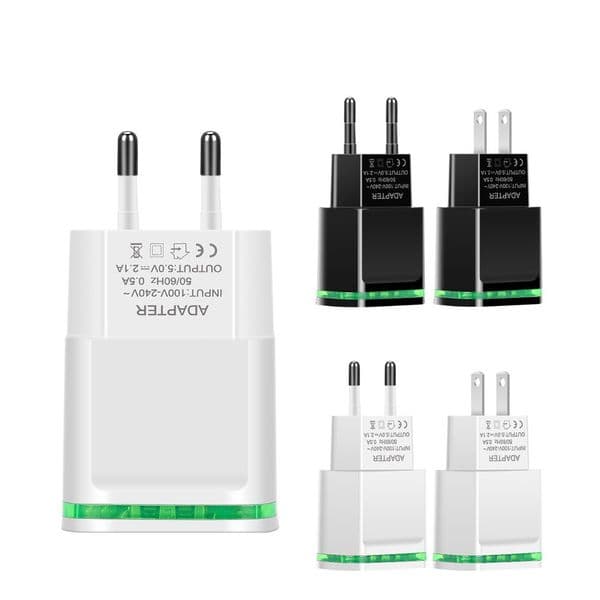 2.1A/5V Dual Port CABLE USB Wall Charger Plug Power Adapter Charging Block Cube for iPhone Sumsung Mobile Phone