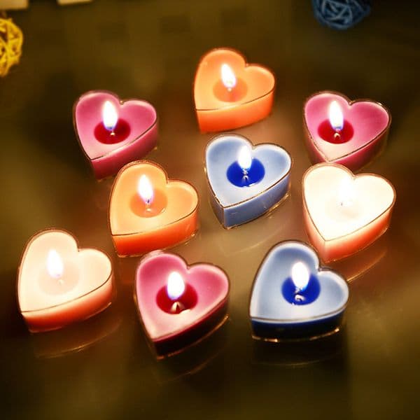 9pcs/set Heart Scents Birthday Candles Incense Smokeless Scented Candle Aromatherapy-Candle Romantic Dating Atmosphere Candlelight Dinner Gifts ZL0911