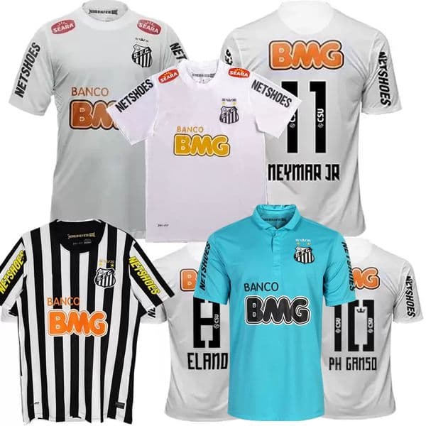1912 2011 2012 2013 Santos Retro Soccer 11 12 13 NEYMAR JR Ganso Elano Borges Felipe Anderson Vintage Classic Football Men and Kids Shirts Jersey