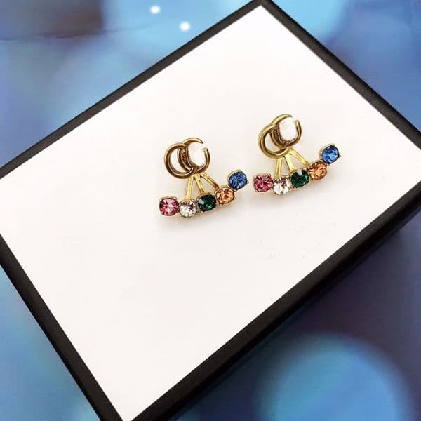 Luxury Brand Designer Stud Earrings Famous Women Crystal Rhinestone Earrings Wedding Party Jewelry2