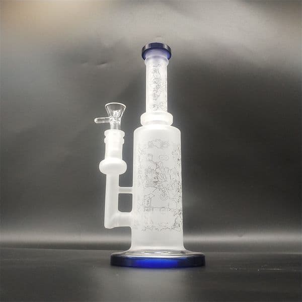 9.8 Inches Blue Matte Glass Bong Hookah Smoking Water Pipe Bongs Heady Pipes Size 14mm Bowl