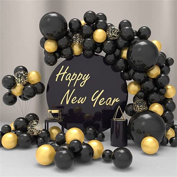 Black Gold Balloon Garland Arch Kit 18inch Black Confetti Balloons Birthday Graduation New Year Anniversary Wedding Party MJ0715