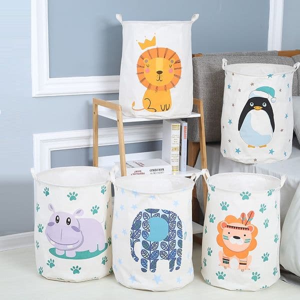Cartoon Dirty clothes Storages Baskets 40X50CM Cotton Linen Cloth Art Foldable Dirty-Clothes Storage Bucket Children's Storage bags T9I001884