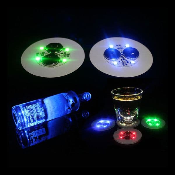 LED Coaste Lighting Up Coasters LEDs Bottle Lights On/Off Disposable Coaster Waterproof Light Coaster Bottles Coastery for Parties Weddings Bar Dates crestech