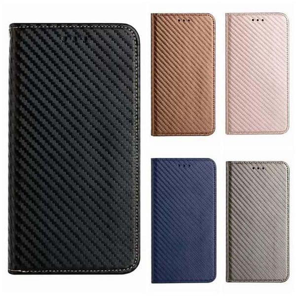 Carbon Fiber PU Leather Wallet Cases For Iphone 17 16E 16 15 14 Pro Max 13 12 11 X XS 8 7 6 Plus Credit ID Card Slot Holder Vertical Grain Suck Magnetic Closure