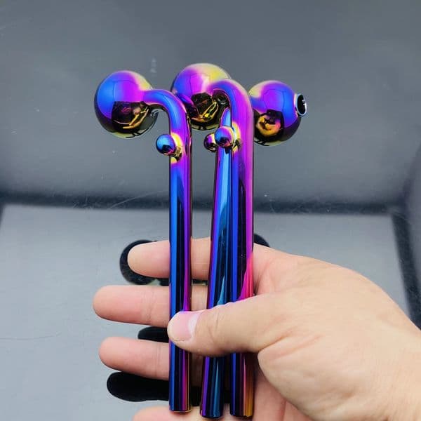 Europe and Americaglass pipe bubbler smoking pipe Electroplated and color-sprayed extended glass curved baking pot