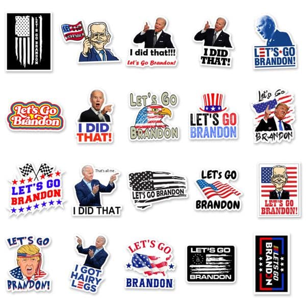 50pcs/set Lets Go Brandon Cartoon Biden I DID That Waterproof Decals Stickers For Luggage Diy Laptop Case Decorative Gift
