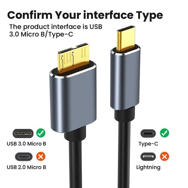 5Gbps USB Type C To Micro B 3.0 Connector Cable 5A Quick Charging For MacBook Laptop Hard Drive Disk Smartphone MicroB Wire Cord
