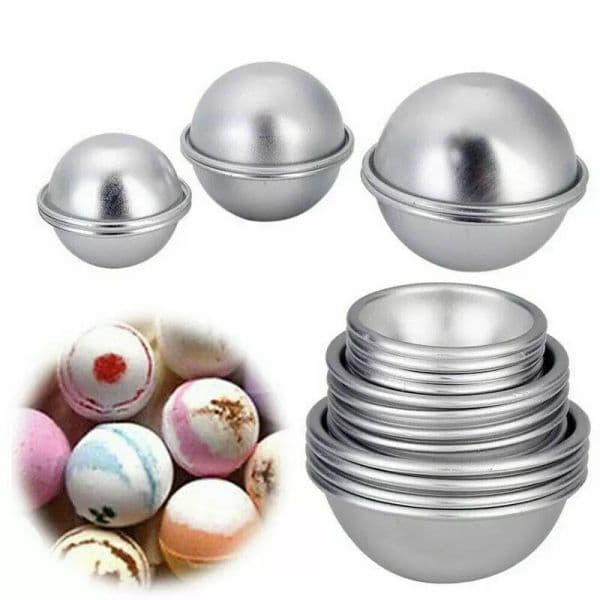 Tools Bakeware Kitchen Dining Bar DIY Aluminium Alloy Soap Mold Sphere Metal Bath Bomb Fizzy Craft Cake Candle Tart Moulds Gifts