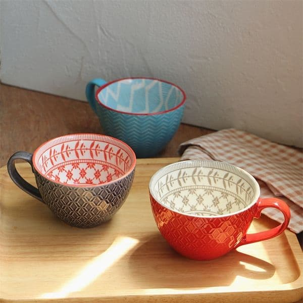 Designer Cup Ceramic Hand Painted Coffee Cup Mug For coffee mug Tea Creative Vintage Breakfast S Cafe Emed Colorful Handpainted