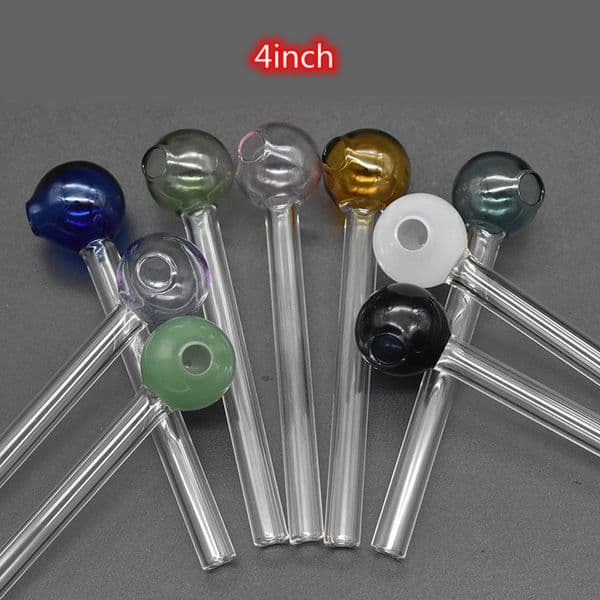 Wholesale 10cm Pyrex Glass Oil Burner Pipe Tobcco Dry Herb Colorful Water Hand Tube Pipes Smoking Accessories