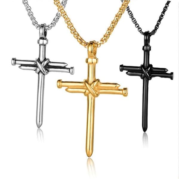 Metal Alloy Cross Pendant Necklace With Stainless Steel Chain Choker Necklaces Christian Jewelry Jesus Christ Crucifix Christian Cross Necklace for Men Women