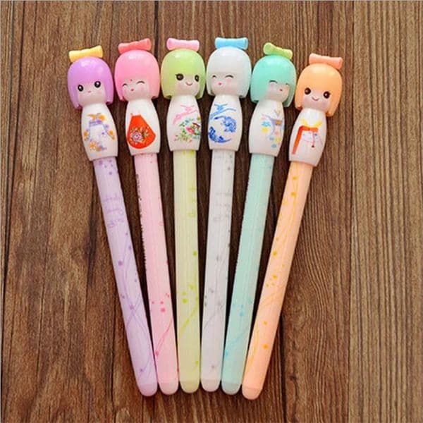 2017 Hot!Wholesale Kimono Japanese Girl Doll Gel Pen Writing Signing Stationery Creative Gift School Office Supply