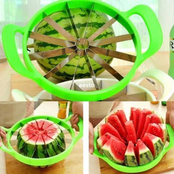 Stainless Steel Watermelon Melon Cutter Cantaloupe Kitchen Slicer Fruit Divider #R362