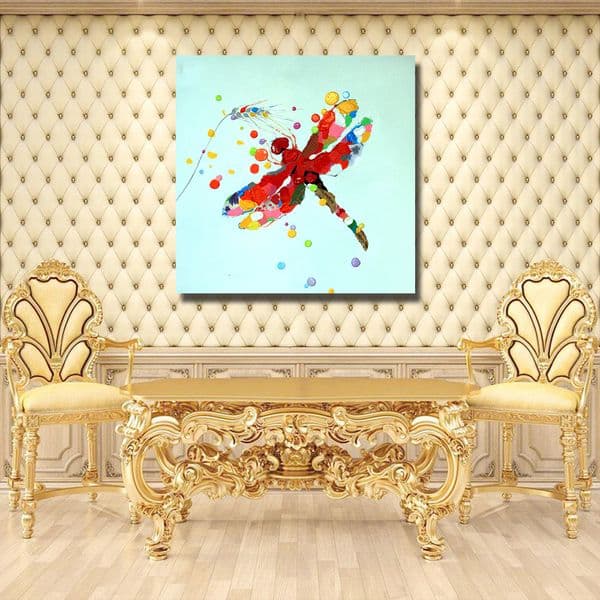 Modern Abstract Acrylic Dragonfly Painting for Living Room Wall Modern Pictures on Canvas Hand Painted Animal Oil Painting No Framed