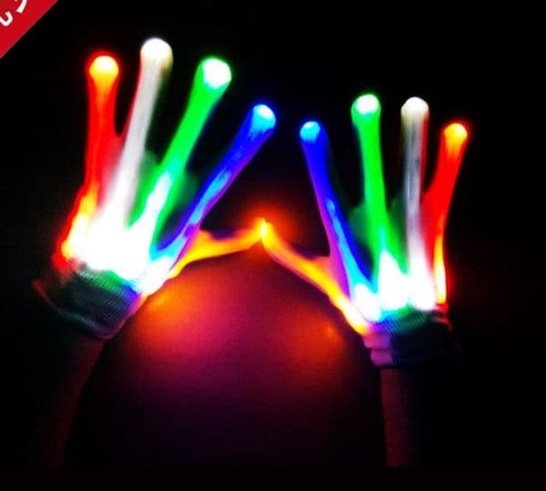 Flashing Finger Lighting Gloves Halloween Christmas dance fancy dress LED Colorful Rave magic Gloves Light show filler bag gift