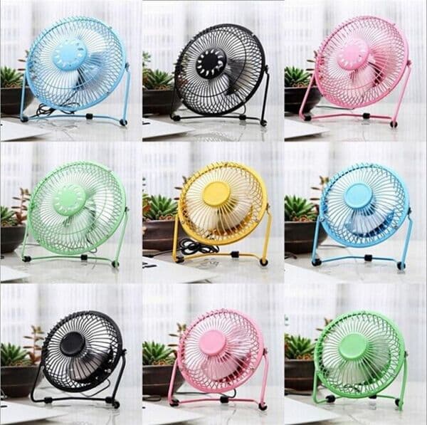 Mini Usb Fan Electric 4" Metal Head Fan 360 Rotate Metel Mute Radiator Portable Cooler Cooling Desktop Power PC Laptop Desk Fans for Universal Home Office Car