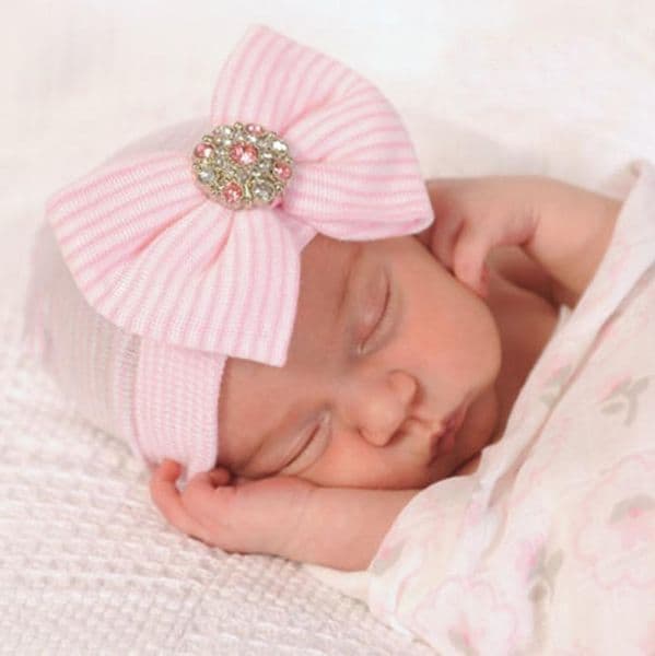 5 Colors 2016 Baby Crochet Hats with Bow Cute Baby Girl Soft Knitting Hedging Caps Autumn Winter Warm Tire Cotton Cap For Newborn