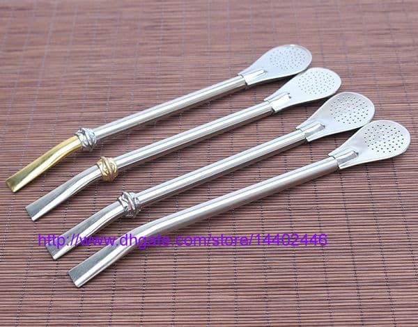 DHL Free shipping 100pcs 16cm Filtering Stainless Steel Bombilla straws bombilla filter straw Spoon for Yerba mate Gourd Tea Filter