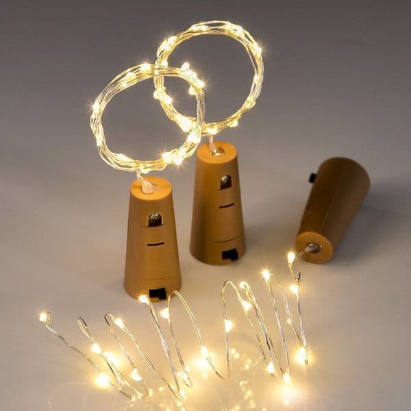 2m 20-LED Copper Wire String Light with Bottle Stopper for Glass Craft Bottle Fairy Valentines Wedding Decoration Lamp Party