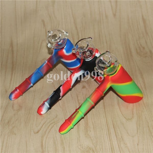 Newest percolator Silicone water bong smoking pipes hammer oil rig bongs silicone bubbler bong glass bubbler pipes